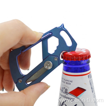 Camping Pocket Knife Edc Tool Titanium Keychain Carabiner